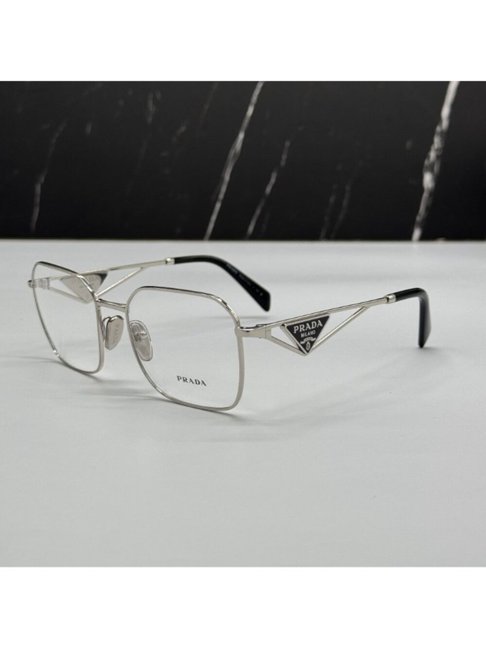 Prada PRA51V 1BC1O1 Women Silver Square Eyeglasses Authentic NEW - Picture 6 of 11